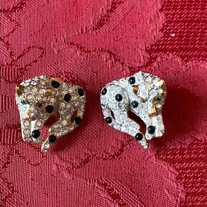 Crystal tiger clip earrings